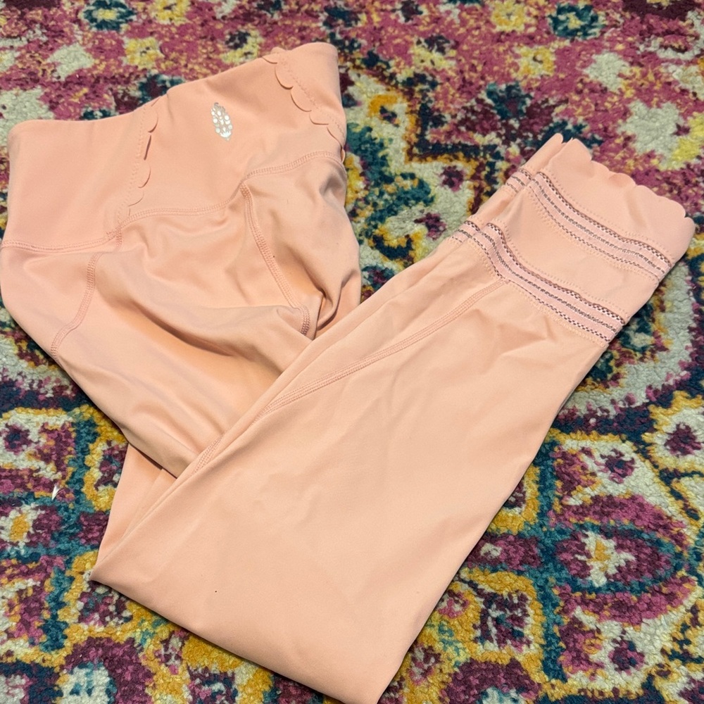 Free People Movement Genesis Scallop Pink Leggings
